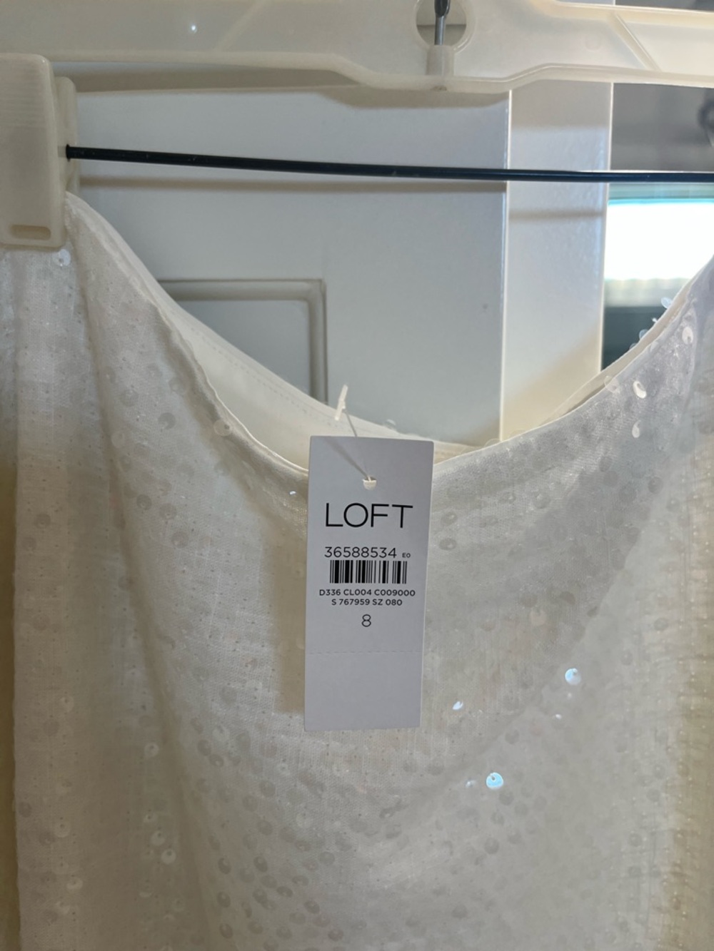 LOFT WHITE SEQUIN MIDI SKIRT new with tag sz 8 - Picture 2 of 5